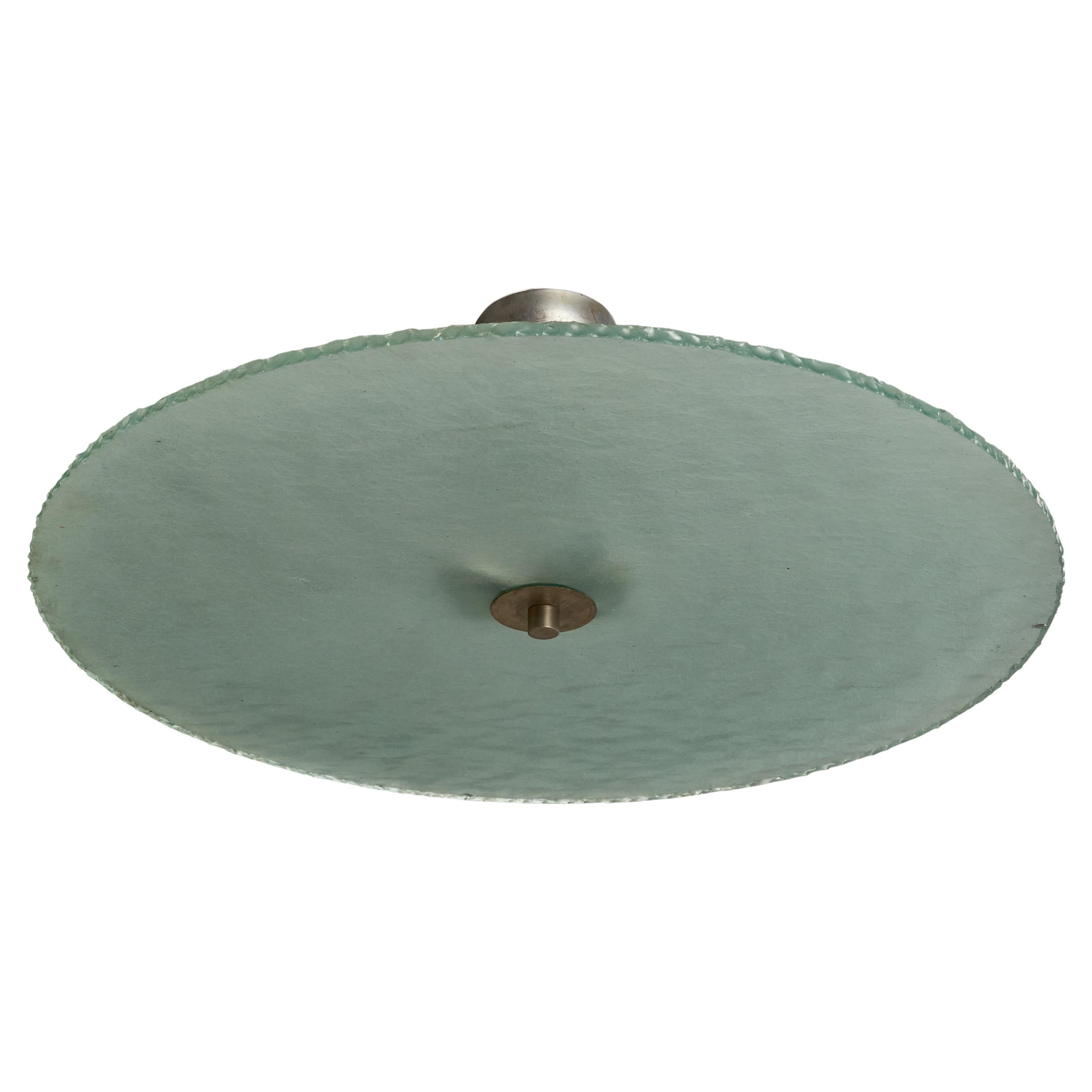 Schwedische Designerin, Pendelleuchte, Nickel, Glas, Schweden, 1930er Jahre
