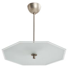 Schwedische Designerin, Pendelleuchte, Nickel, Glas, Schweden, 1930er Jahre