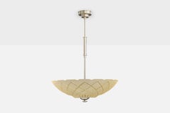 Swedish Designer, Pendant Light, Nickel, Glass, Sweden, 1940s