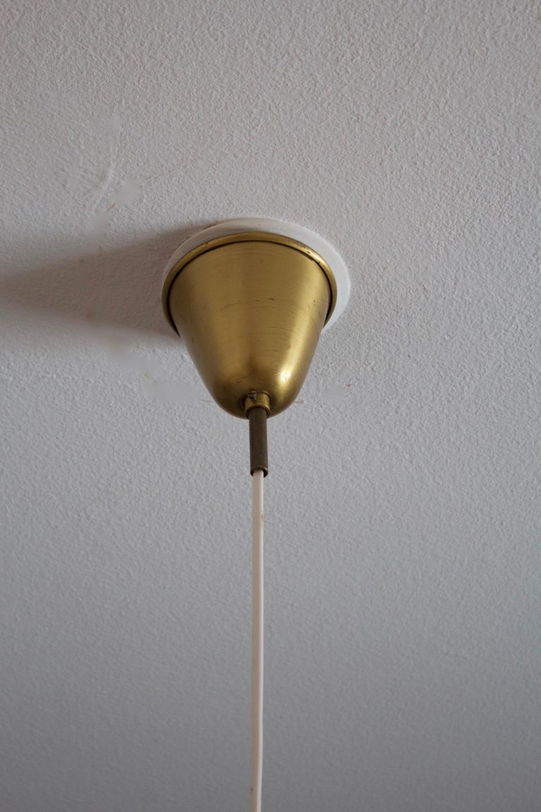 Mid-20th Century Swedish Designer, Pendant Light, Perforated Brass, Sweden, 1950s For Sale