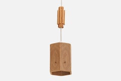 Swedish Designer, Pendant Light, Pine, Sweden, 1970s