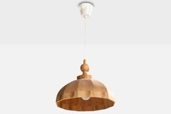 Swedish Designer, Pendant Light, Pine, Sweden, 1970s
