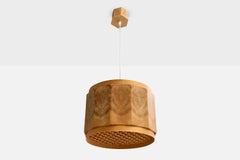Swedish Designer, Pendant Light, Pine, Sweden, 1970s