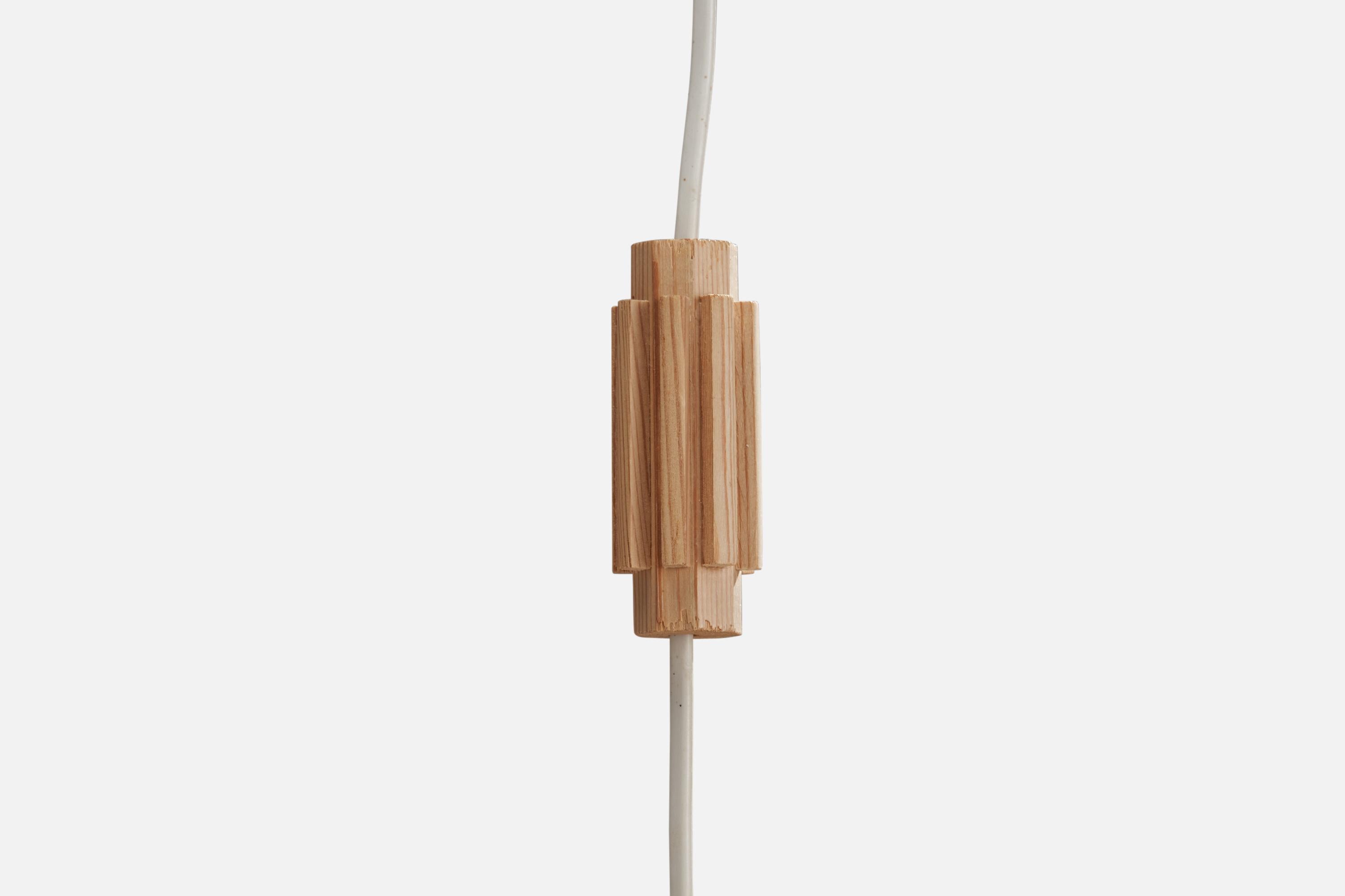 Designer suédois, lampe suspendue, pin, Suède, années 1970 en vente 1