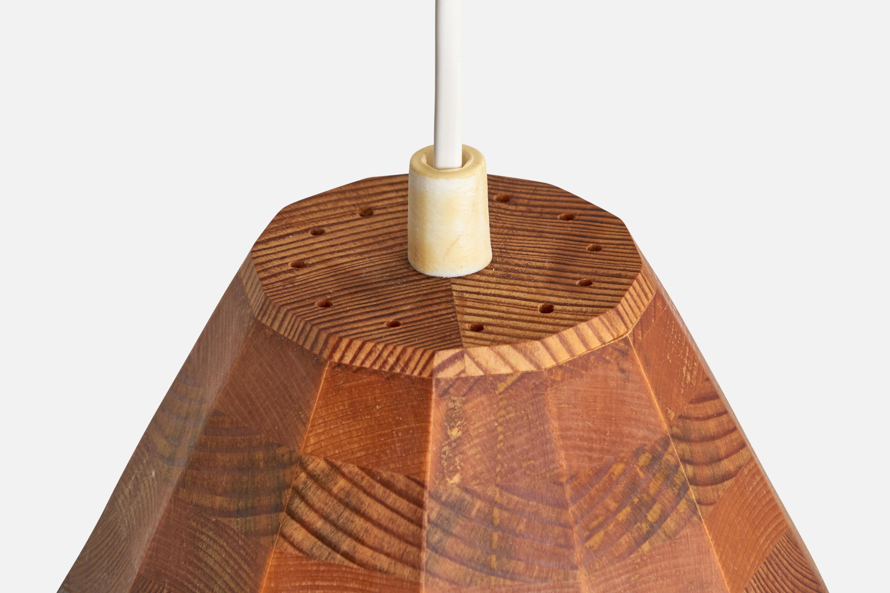 Designer suédois, lampe suspendue, pin, Suède, années 1970 en vente 1
