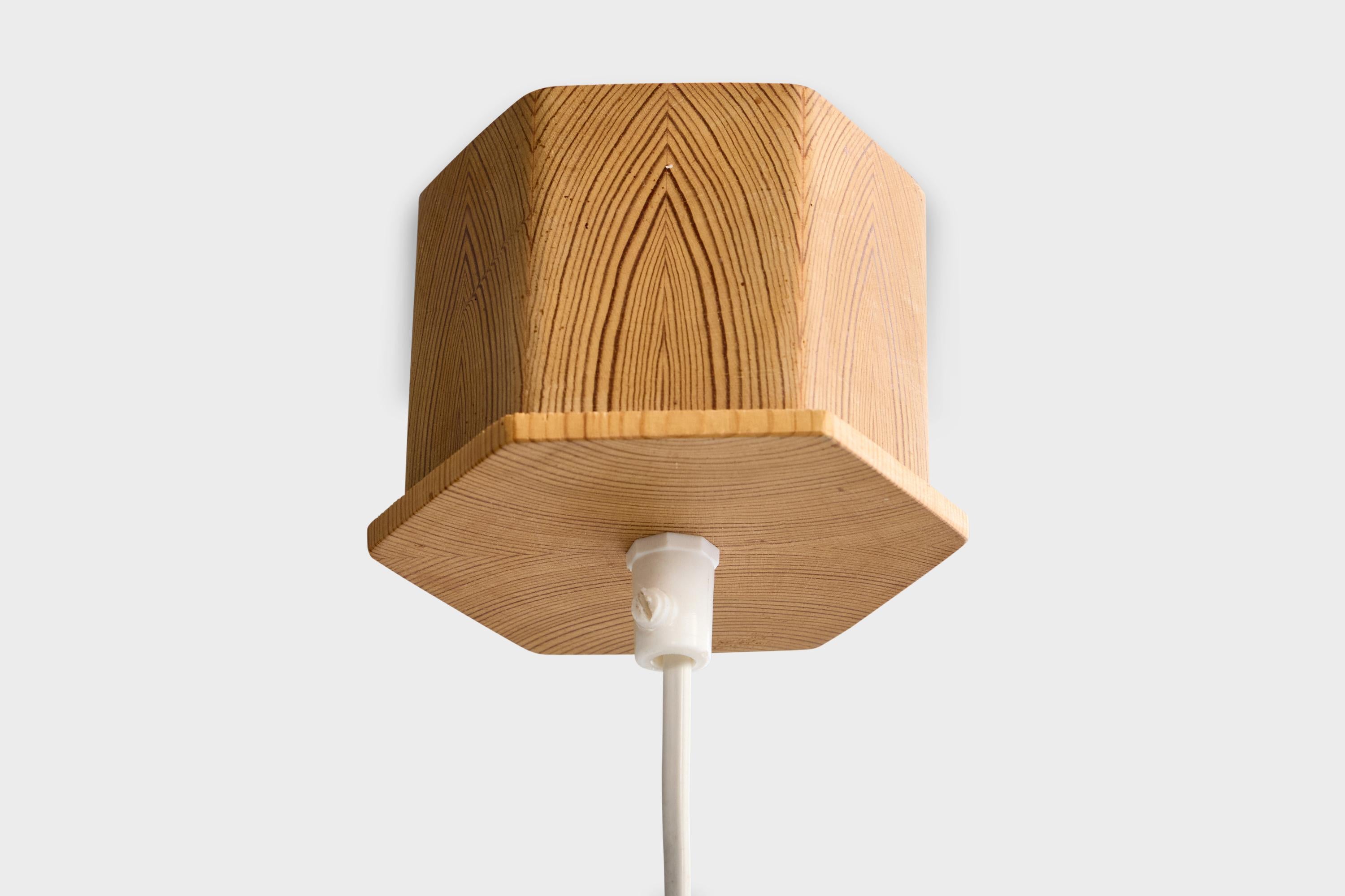 Designer suédois, lampe suspendue, pin, Suède, années 1970 en vente 2