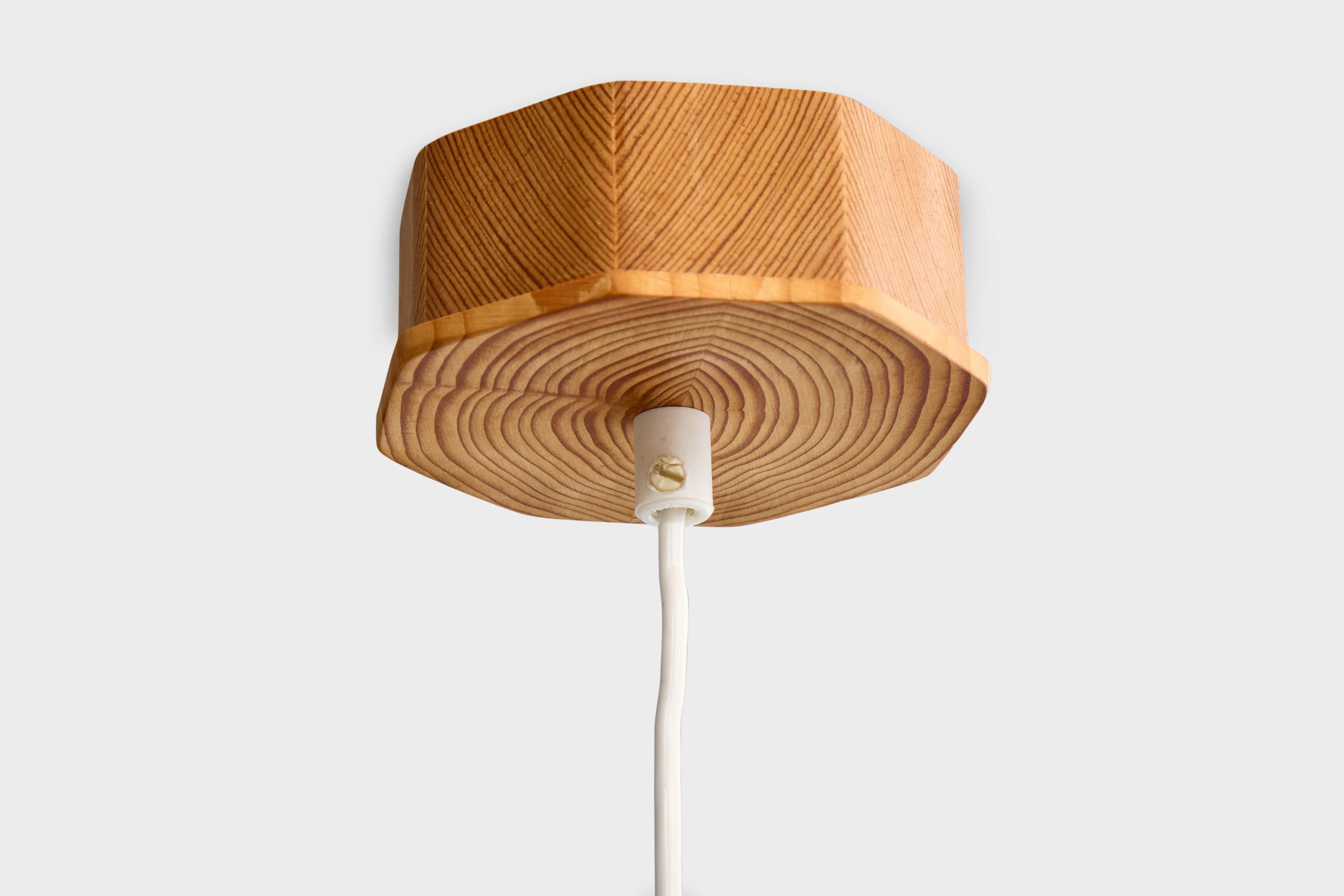 Designer suédois, lampe suspendue, pin, Suède, années 1970 en vente 2