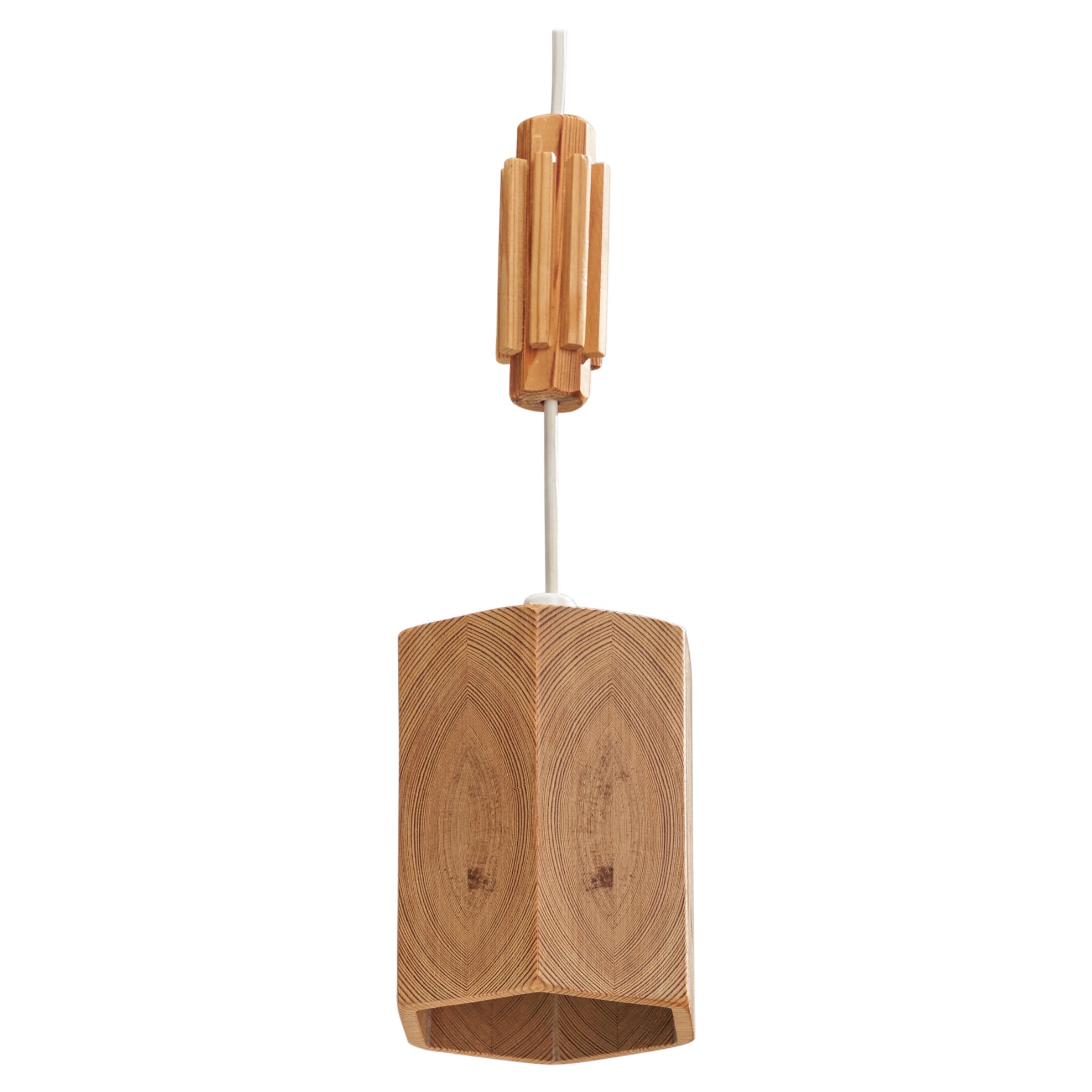Designer svedese, lampada a sospensione, pino, Svezia, anni '70