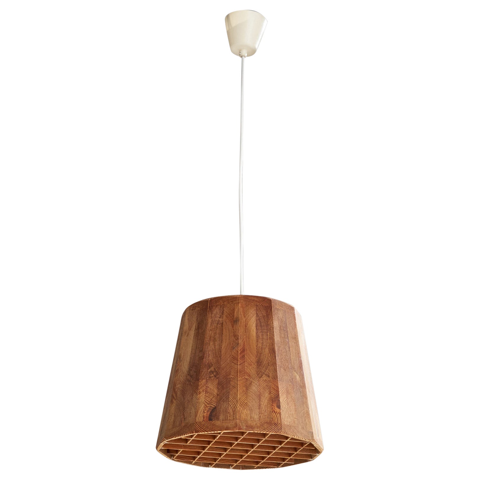 Swedish Designer, Pendant Light, Pine, Sweden, 1970s
