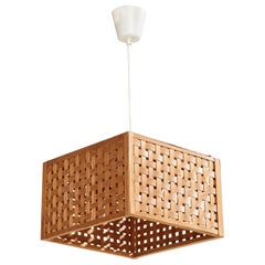 Swedish Designer, Pendant Light, Pine, Sweden, 1970s