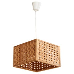 Swedish Designer, Pendant Light, Pine, Sweden, 1970s