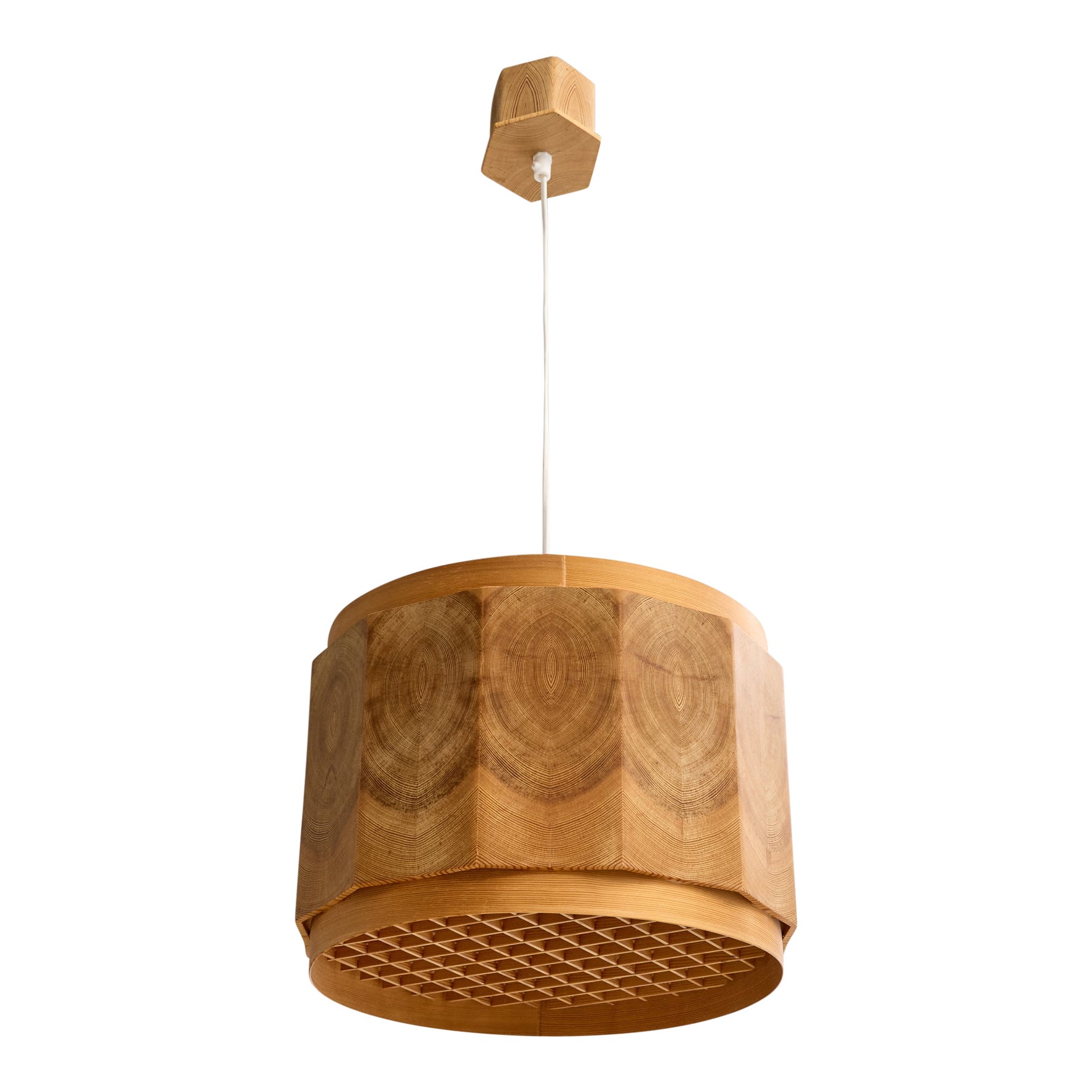 Designer suédois, lampe suspendue, pin, Suède, années 1970