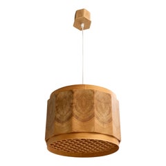 Designer suédois, lampe suspendue, pin, Suède, années 1970