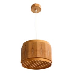 Designer suédois, lampe suspendue, pin, Suède, années 1970