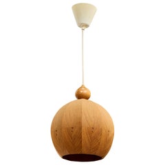 Swedish Designer, Pendant Light, Pine, Sweden, 1970s