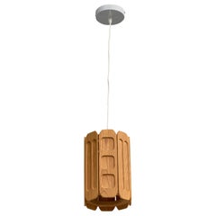 Swedish Designer, Pendant Light, Pine, Sweden, 1970s