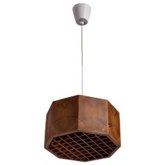 Swedish Designer, Pendant Light, Pine, Sweden, 1970s