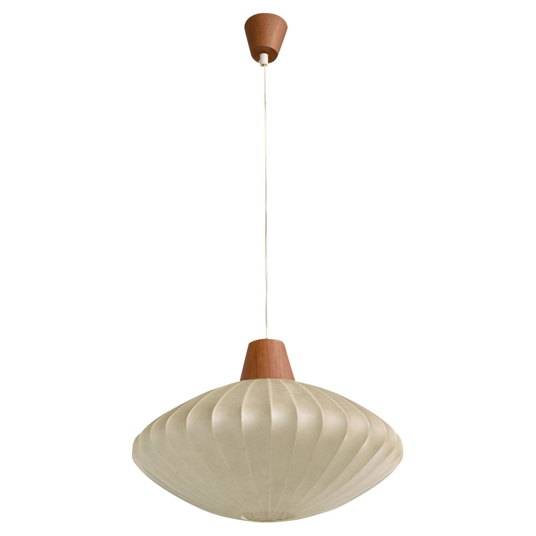 Swedish Designer, Pendant Light, Resin, Teak, Sweden, 1960s