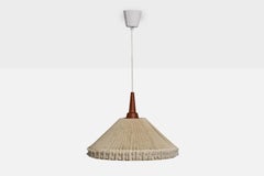 Designer svedese, lampada a sospensione, teak, tessuto, Svezia, anni '1960