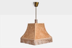 Swedish Designer, Pendant Light, Velvet, Brass, Sweden, 1950s