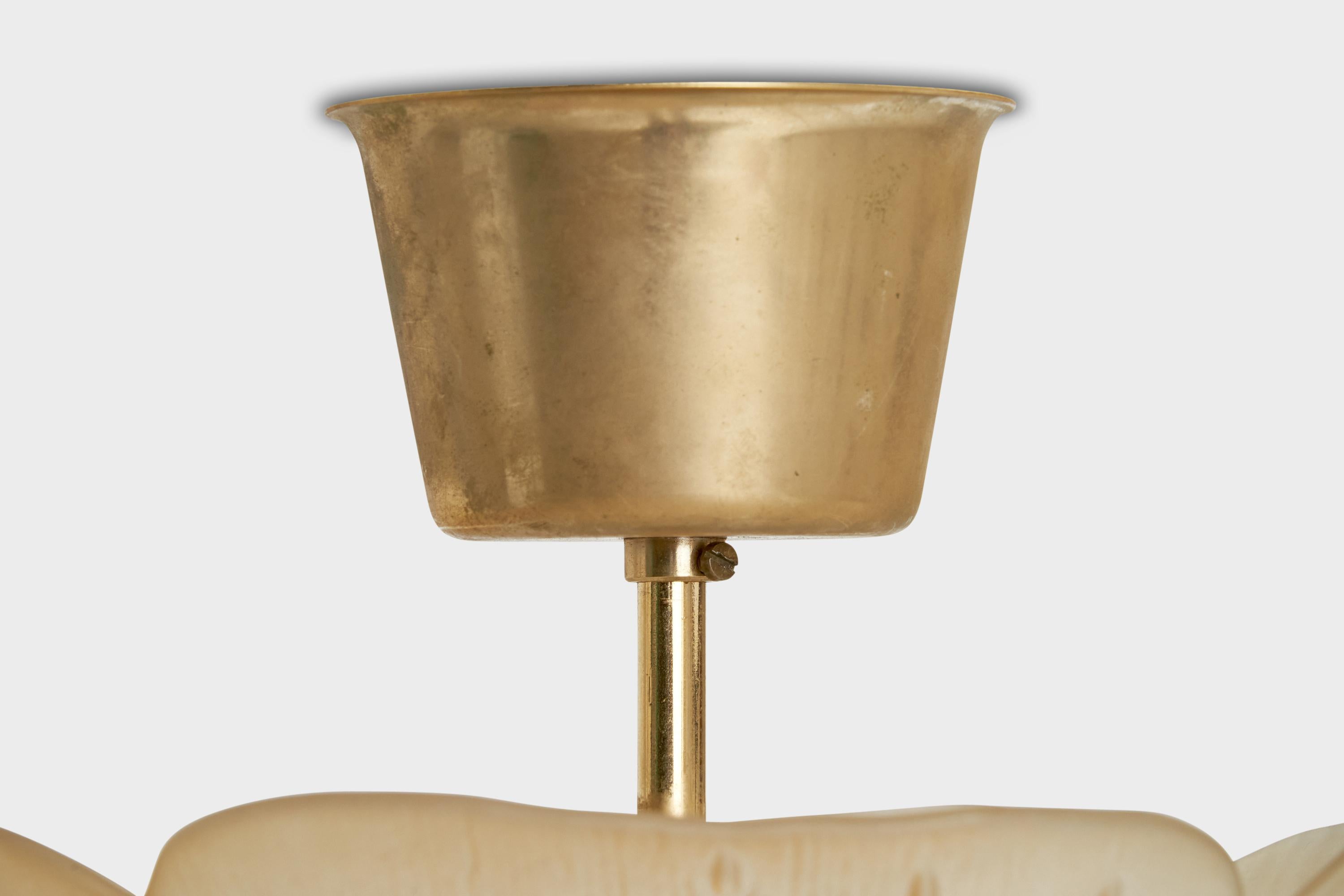 Schwedischer Designer, Pendelleuchten, Messing, Glas, Schweden, 1950er Jahre 3