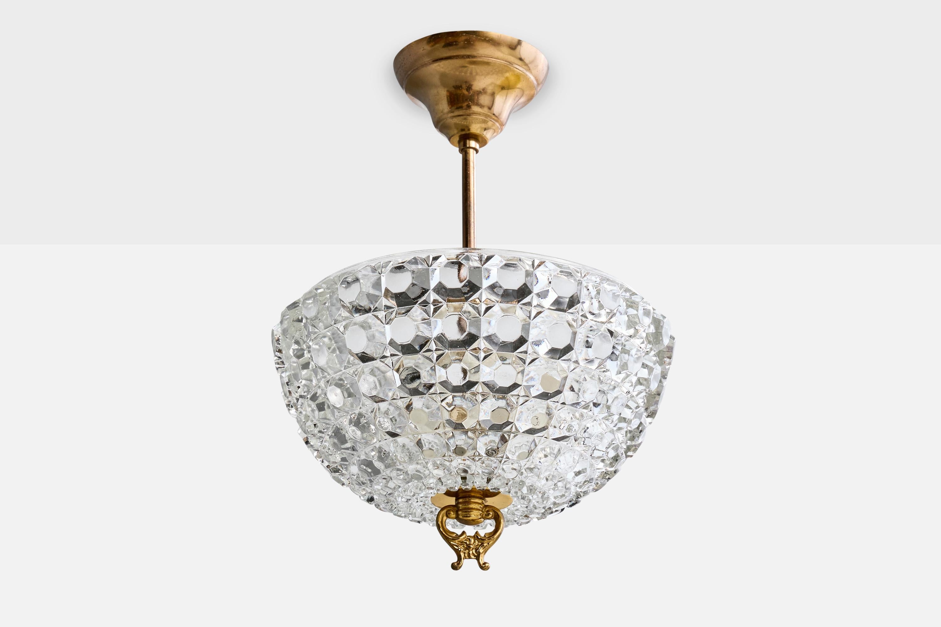 Diseñador sueco, lámparas colgantes, latón, cristal, Suecia, años 60 Sueco en venta