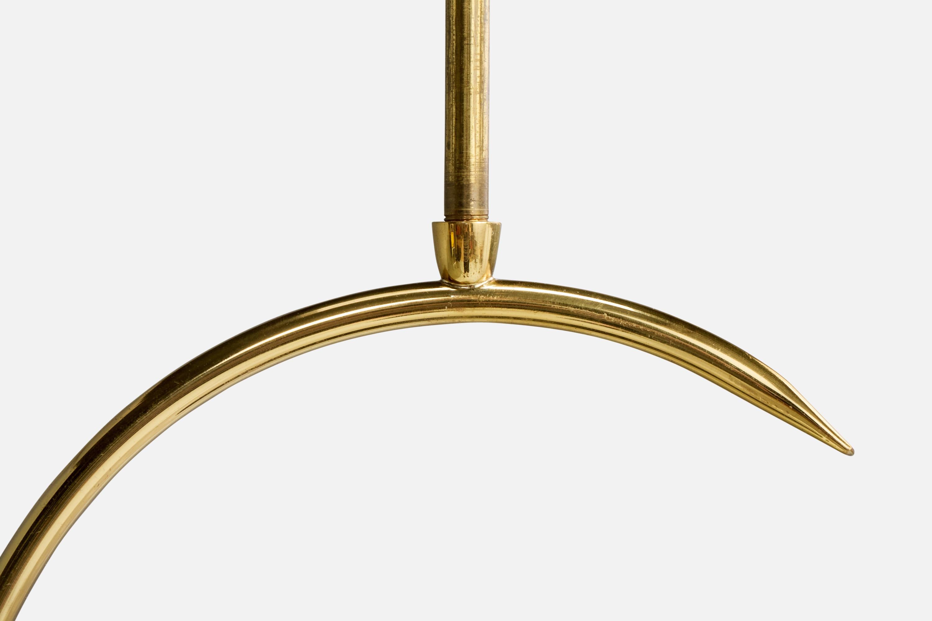 Design/One, lampes de suspension, laiton, teck, verre, Suède, années 1950 en vente 5