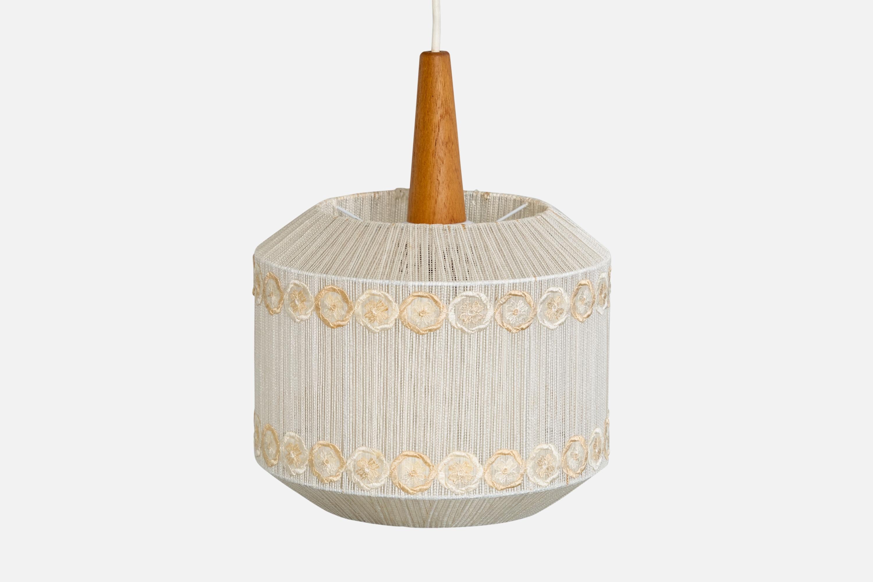 Designer svedese, lampade a sospensione, teak, tessuto, Svezia, anni '60 in vendita 3