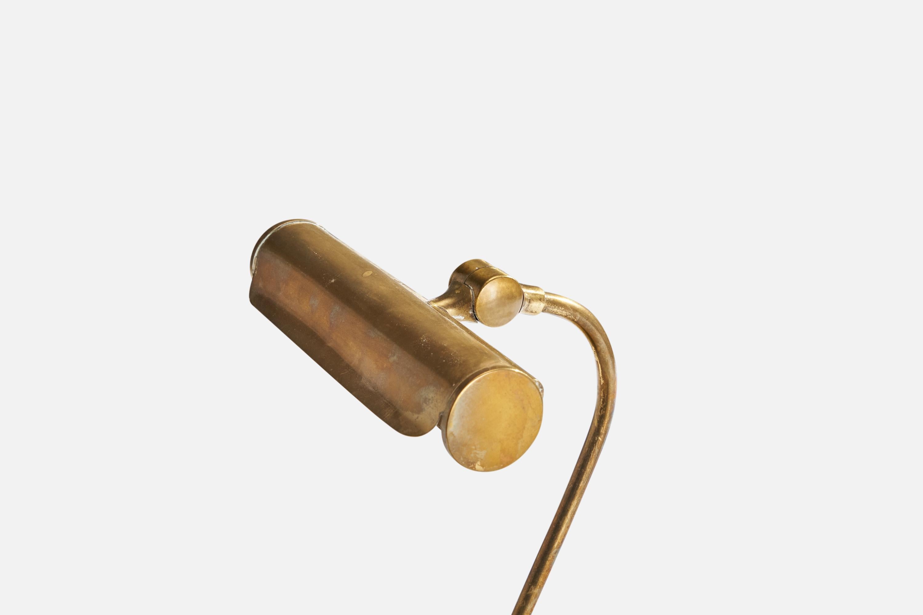 Mid-20th Century Swedish Designer, Piano Lamp, Brass, Sweden, 1940s For Sale