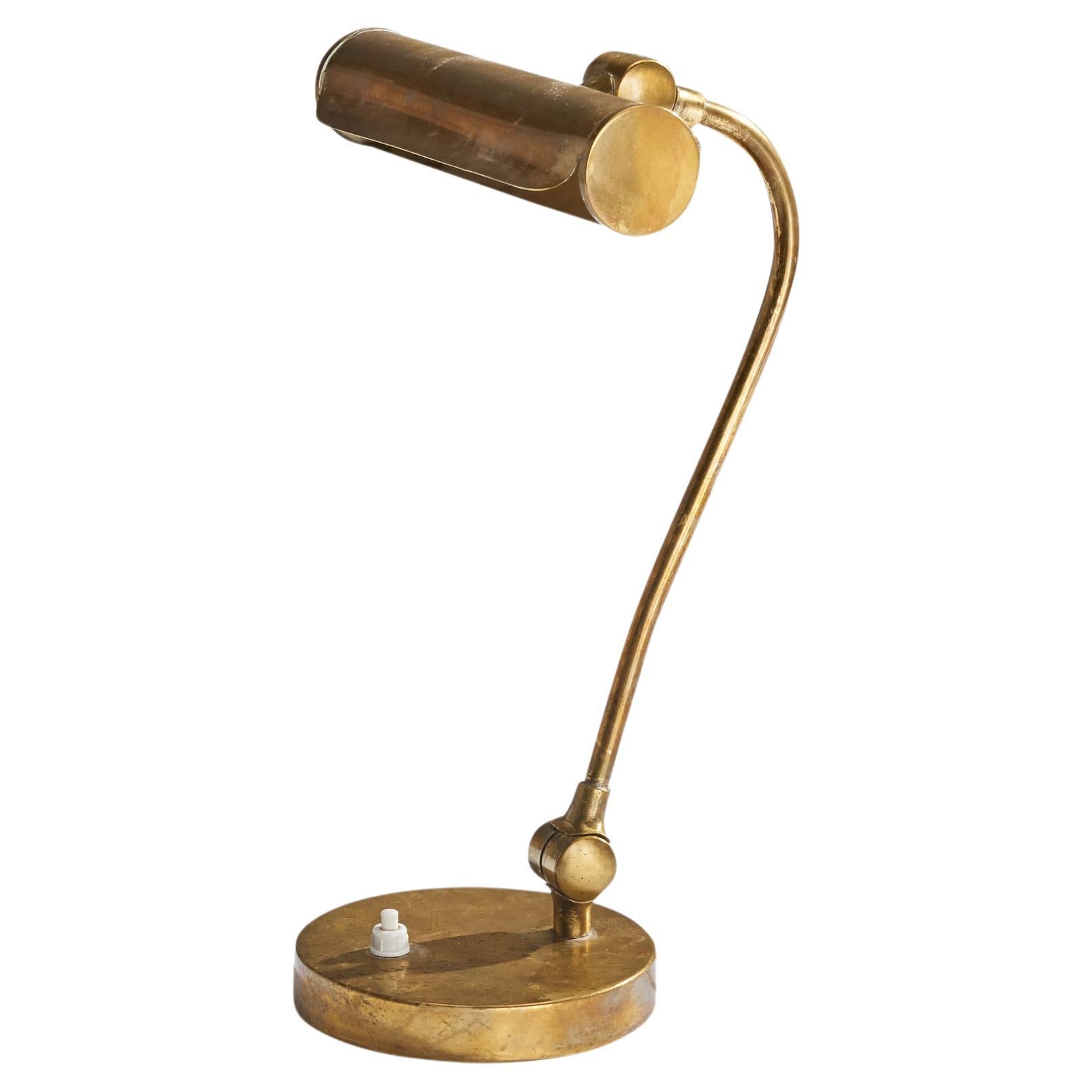 Swedish Designer, Piano Lamp, Brass, Sweden, 1940s For Sale