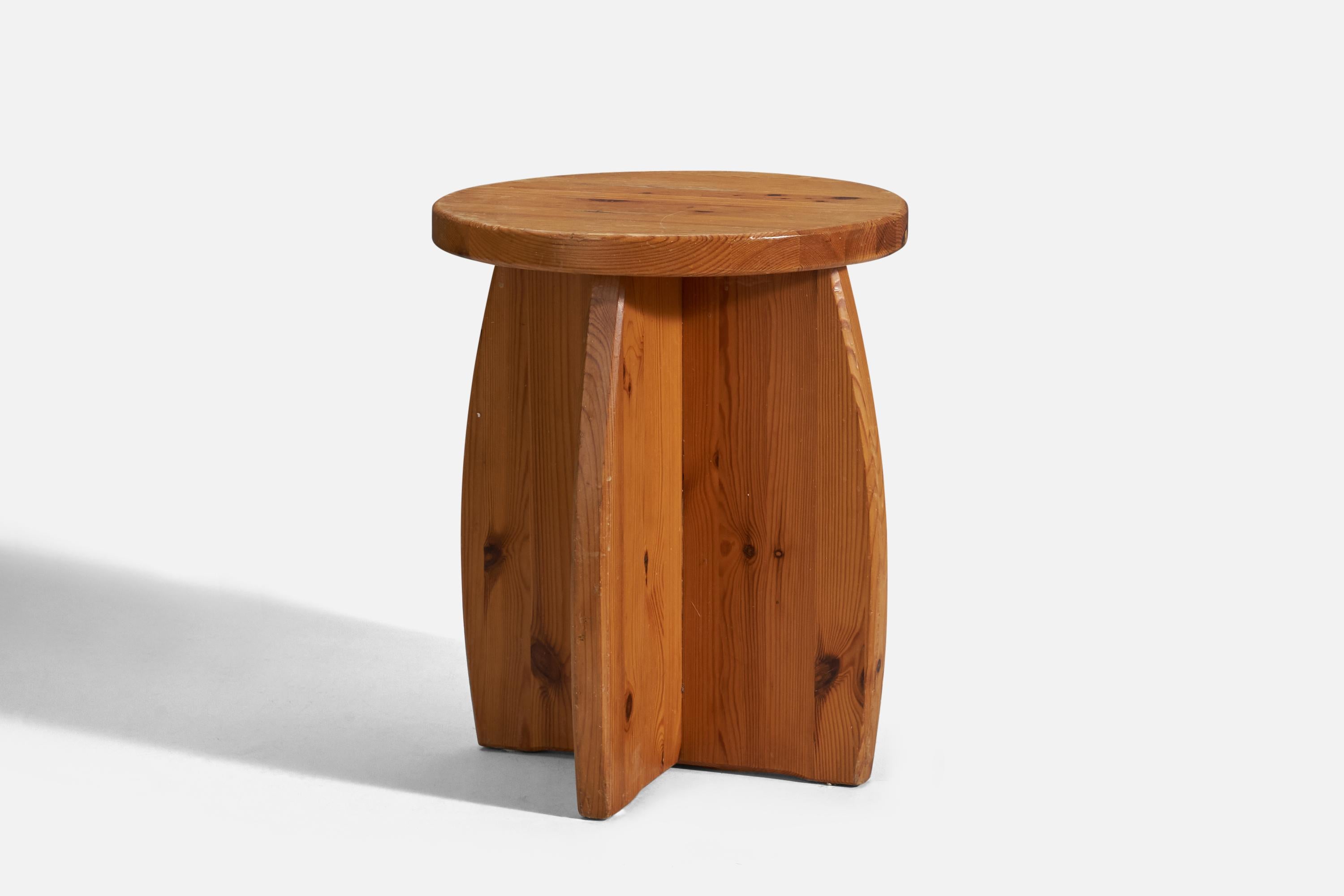A pine stool designed and produced in Sweden, 1970s.