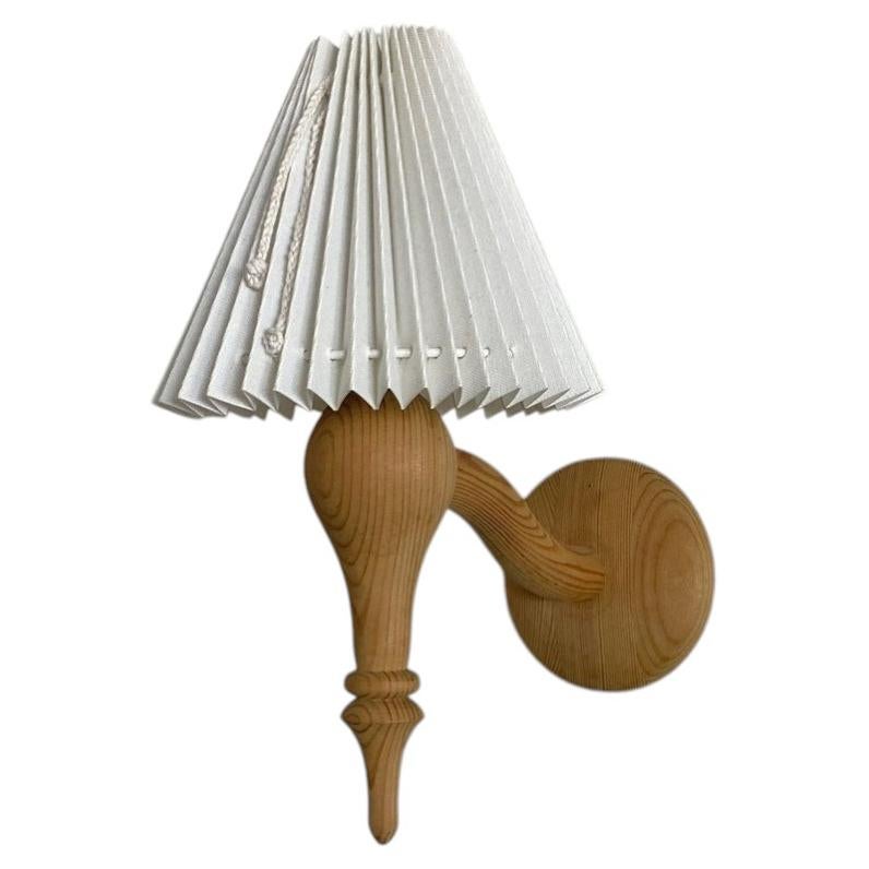 Swedish Designer Pine Wall Sconce Pleated Shades, Sweden, 1960s