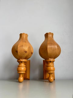 Appliques en bois de pin de designer suédois, années 1970