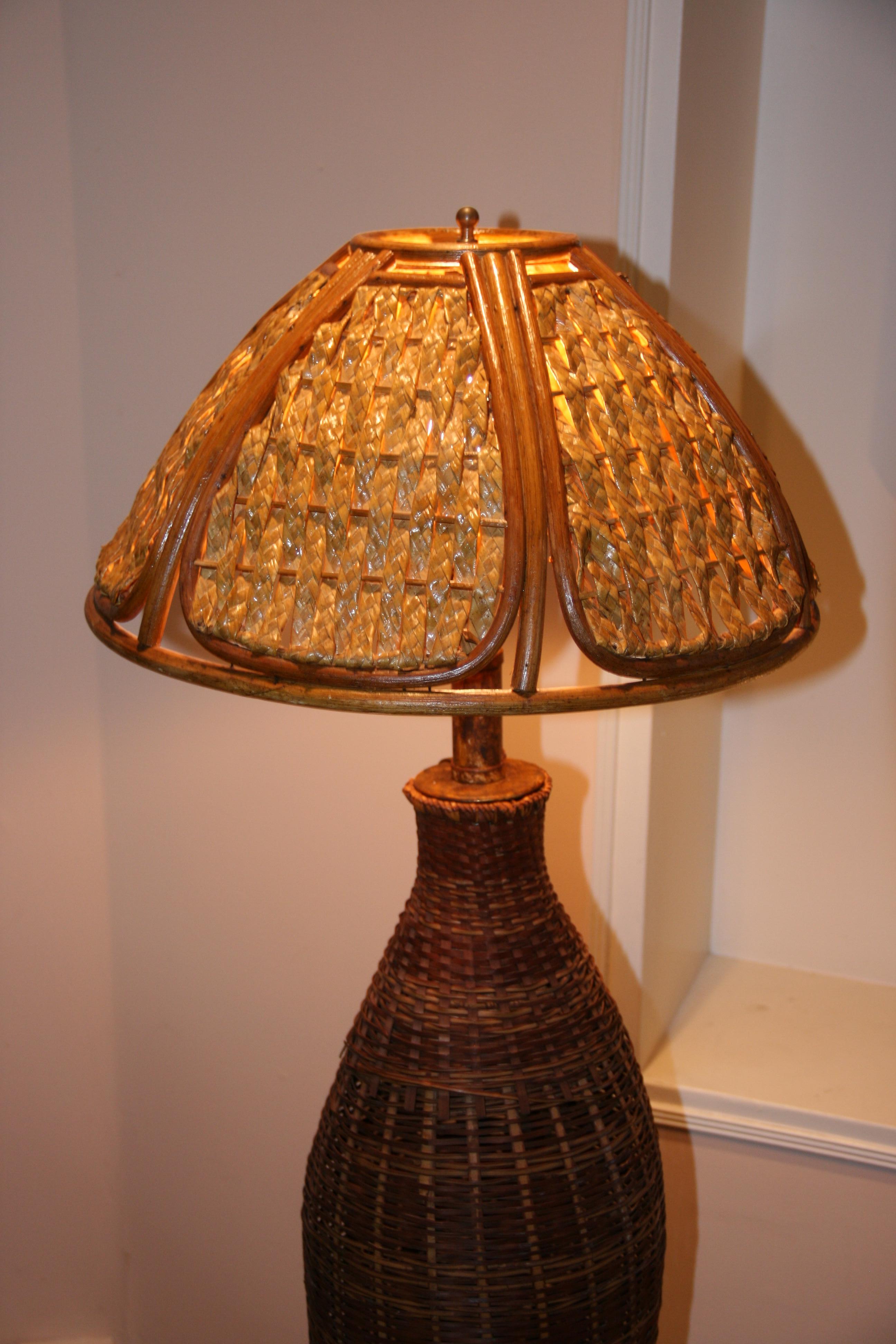 Swedish Designer Rare Wicker , Metal Floor lamp For Sale 3