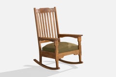 Swedish Designer, Rocking Chair, Birch, Fabric, Sweden, 1910s