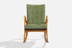 Diseñador sueco, mecedora, abedul, tela, Suecia, años 40