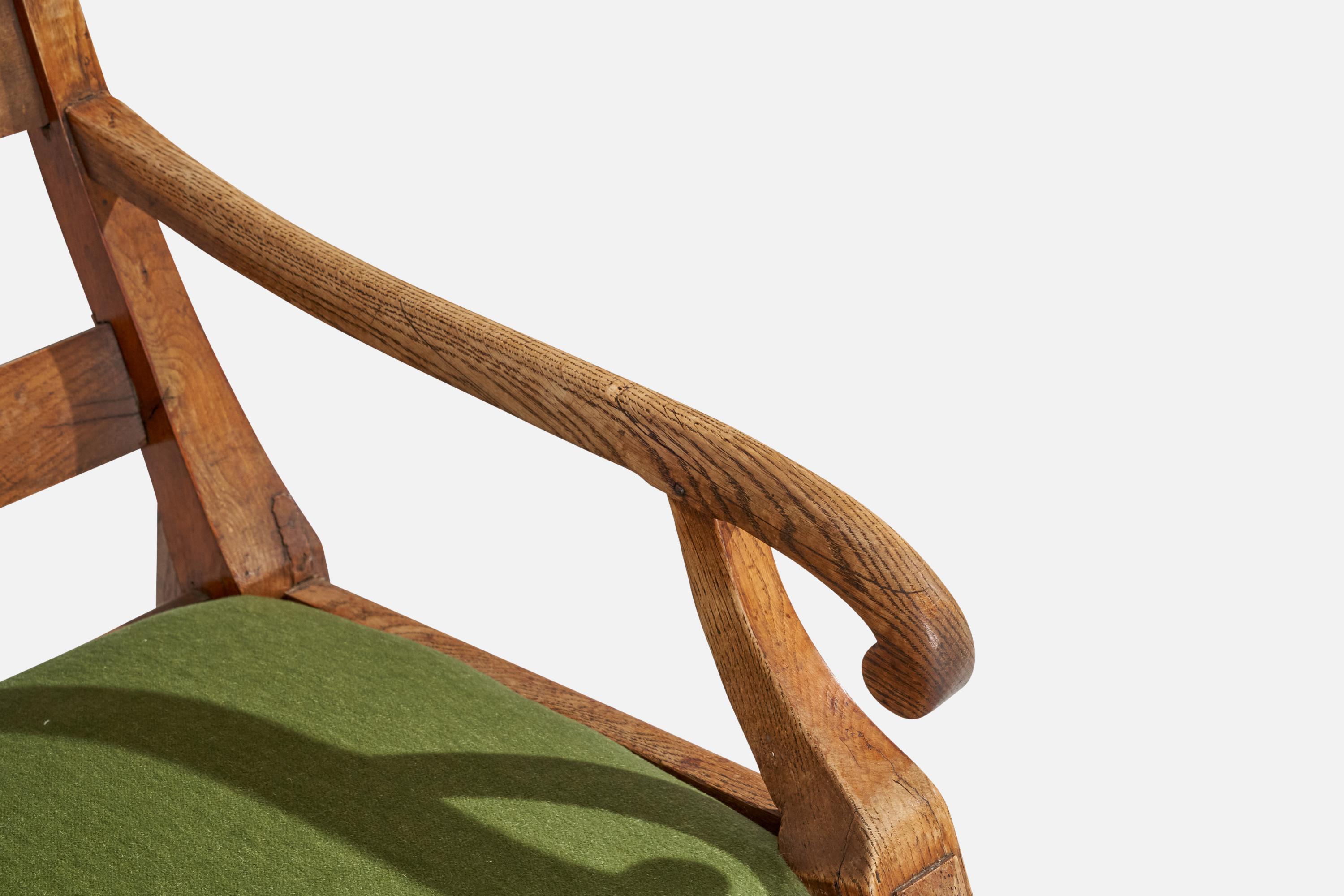 Swedish Designer, Rocking Chair, Oak, Mohair, Sweden, 1910s For Sale 5