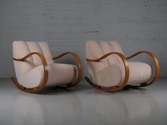 Mecedoras de diseño sueco, olmo y alpaca, años 40