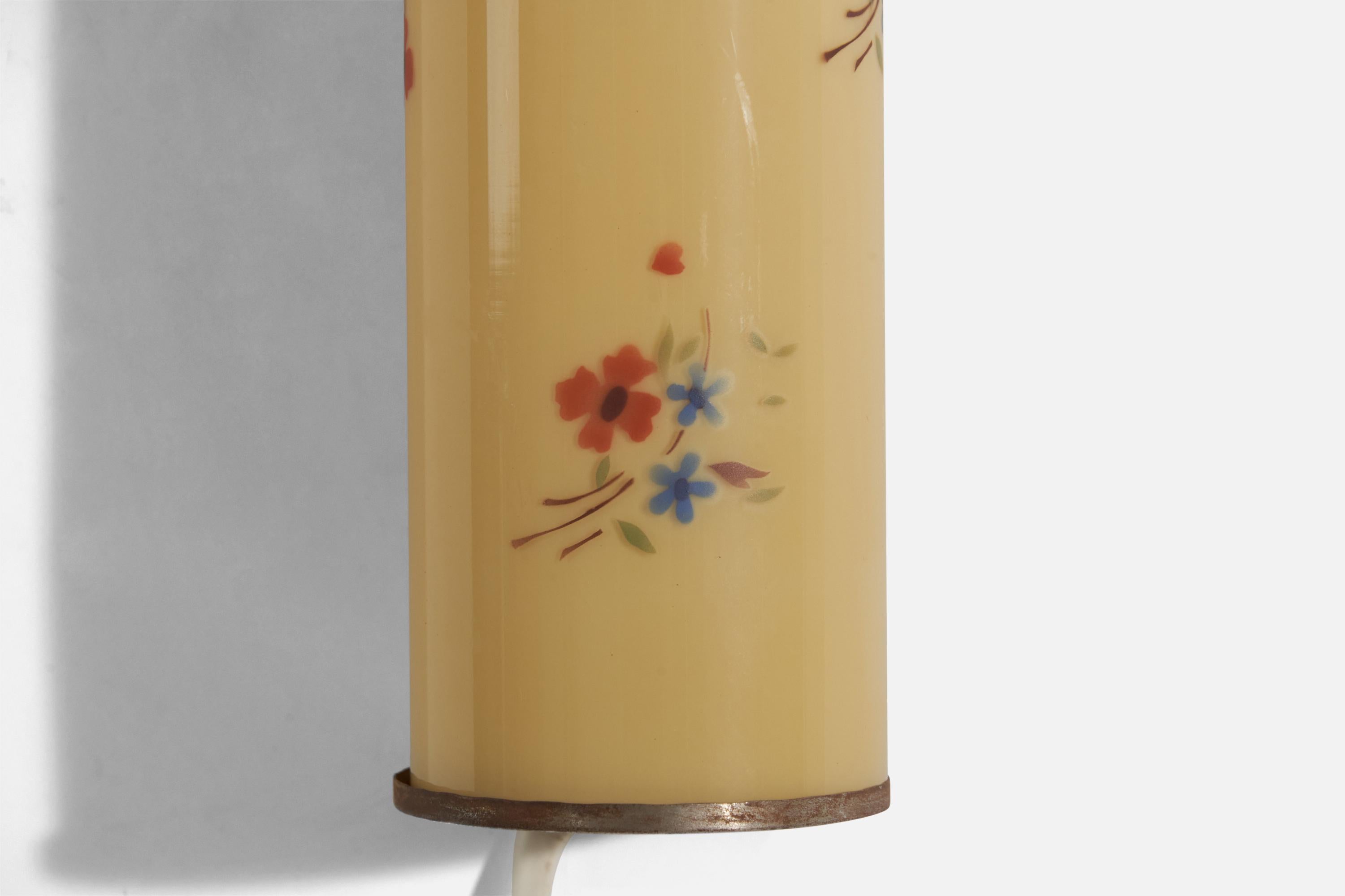 Swedish Designer, Sconce, Brass, Glass, Sweden, c. 1940s For Sale 1