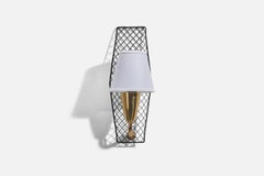Swedish Designer, Sconce, Brass, Metal, Fabric, Sweden, 1950s