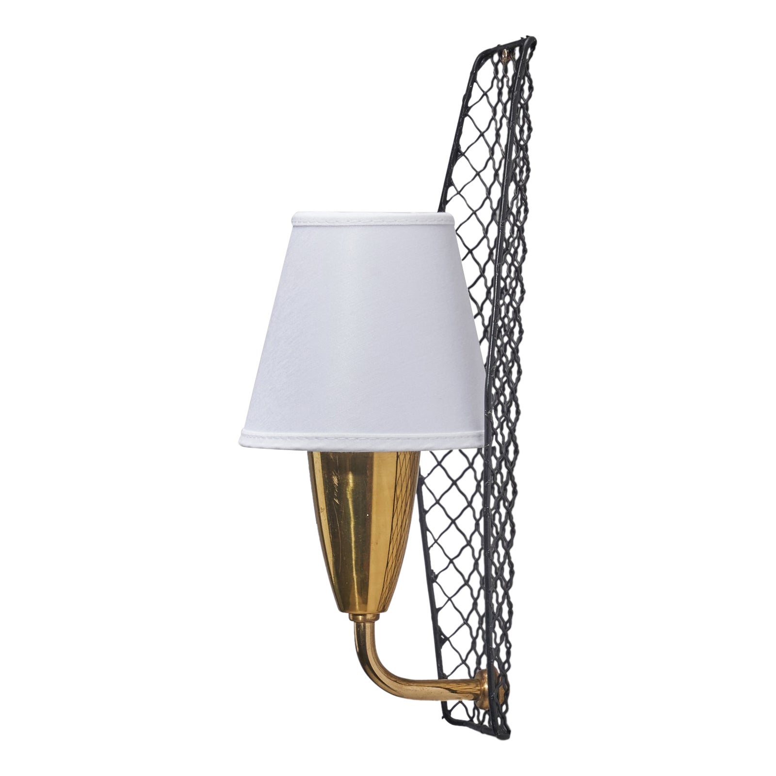 Créateur suédois, applique, laiton, métal, tissu, Suède, années 1950 en vente