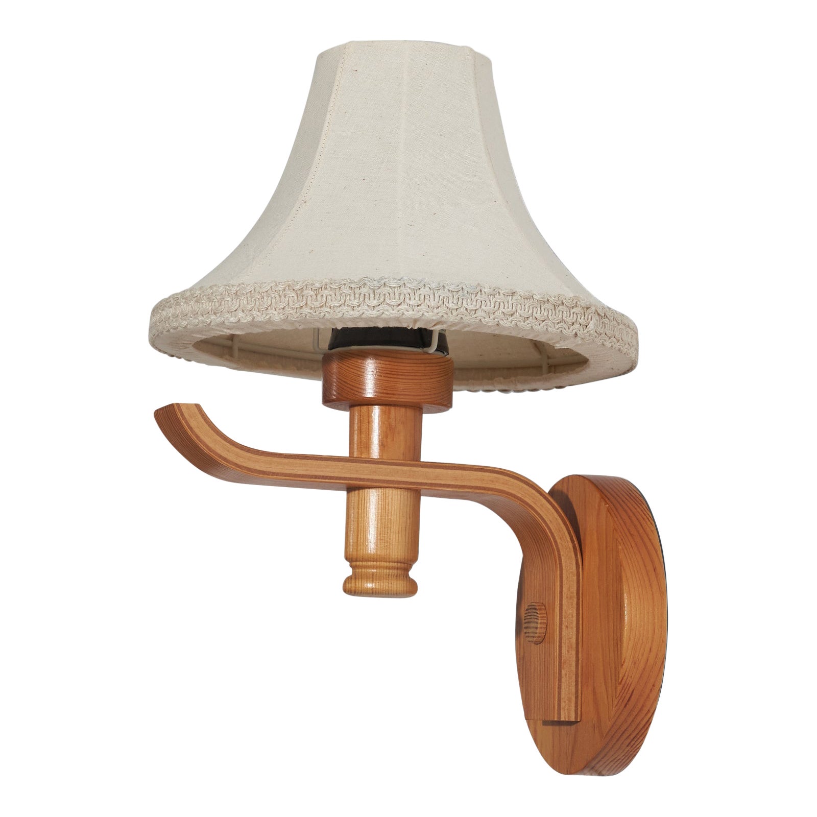 Swedish Designer, Sconce, Pine, Fabric, Sweden, c. 1970s