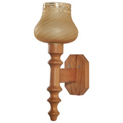 Swedish Designer, Sconce, Pine, Glass, Sweden, C. 1970s
