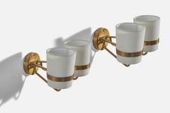 Swedish Designer, Sconces, Brass, Fabric, Sweden, 1940s