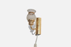 Swedish Designer, Sconces, Brass, Glass, Sweden, c. 1970s