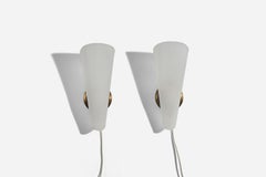 Swedish Designer, Sconces, Brass, Metal, Acrylic, Sweden, 1950s