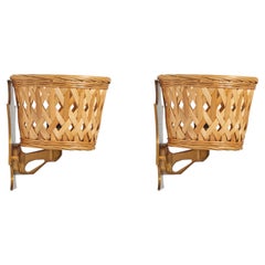 Designer svedese, applique, ottone, rattan, Svezia, anni '60