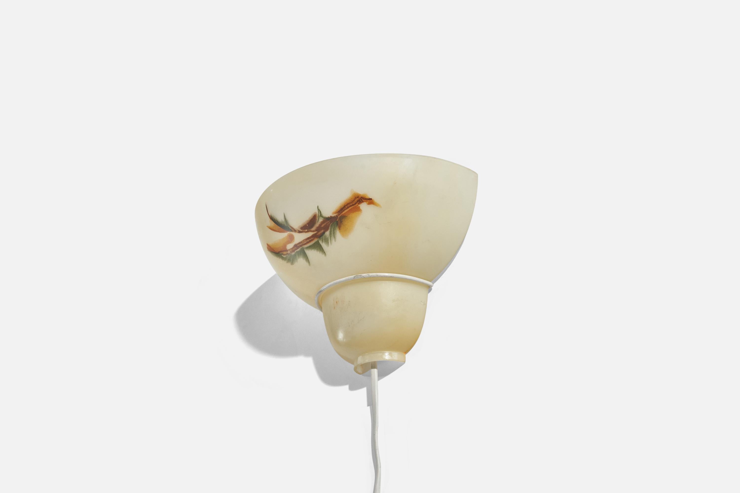 Post-Modern Swedish Designer, Sconces, Glass, Lacquered Metal, Sweden, c. 1960s For Sale