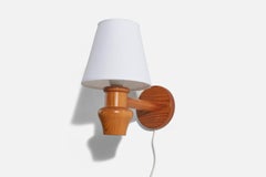 Swedish Designer, Sconces, Pine, Fabric, Sweden, C. 1970s