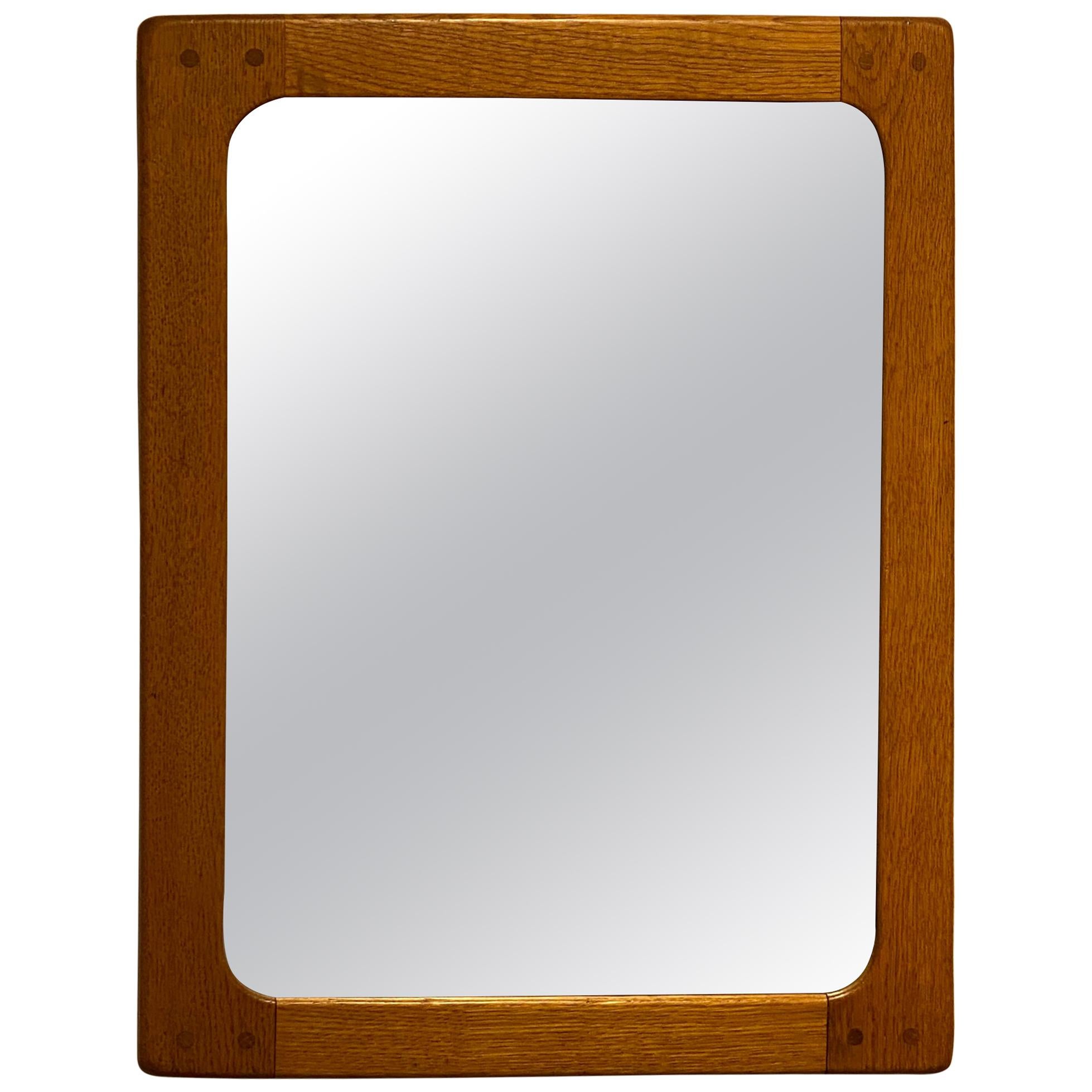 Swedish Designer, Sculptural Wall Mirror, Teak, Glass, 1950s For Sale